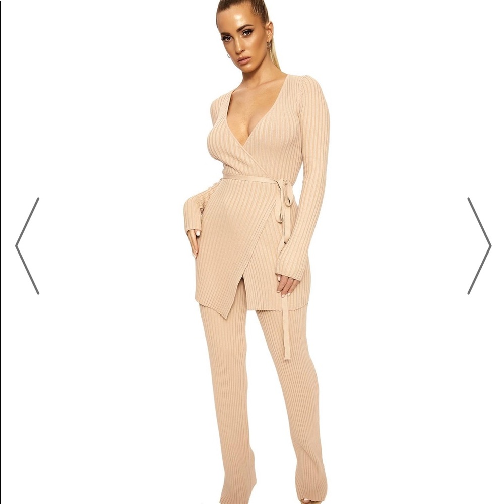 Ribbed Nude Wrap Set